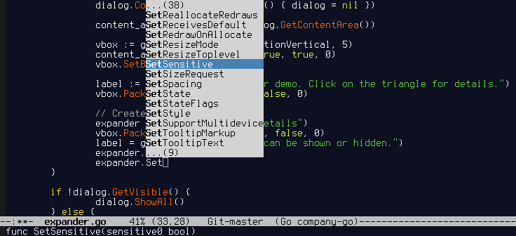 Screenshot of gocode